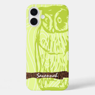 iPhone 16 Plus Case Le motif en bois de grain de hibou de chaux