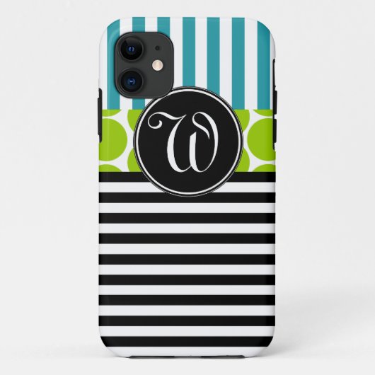 Coques Case-Mate iPhone Le NOIR GIRLY de VERT de TURQUOISE BARRE LA CAISSE (Dos)