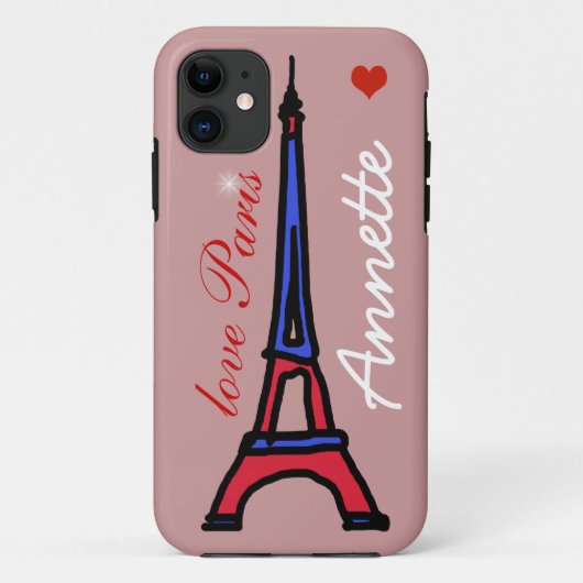 Coques Case-Mate iPhone Le nom personnalisé de la Tour Eiffel (Dos)