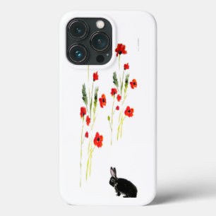 iPhone 13 Pro Coque Le pavot fleurit l'art de lapin