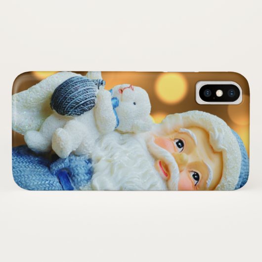 Coques Case-Mate iPhone Le Père Noël en costume bleu (Dos (Horizontal))