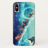 Coques Case-Mate iPhone Le Père Noël vole avec un renne (Dos)