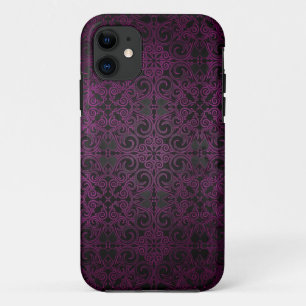 Coques Pour iPhone Le pourpre élégant de damassé se fanent pour