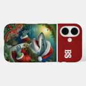 Coques Case-Mate iPhone le requin de noël déguisé - vibes côtières (Verso (horizontal))