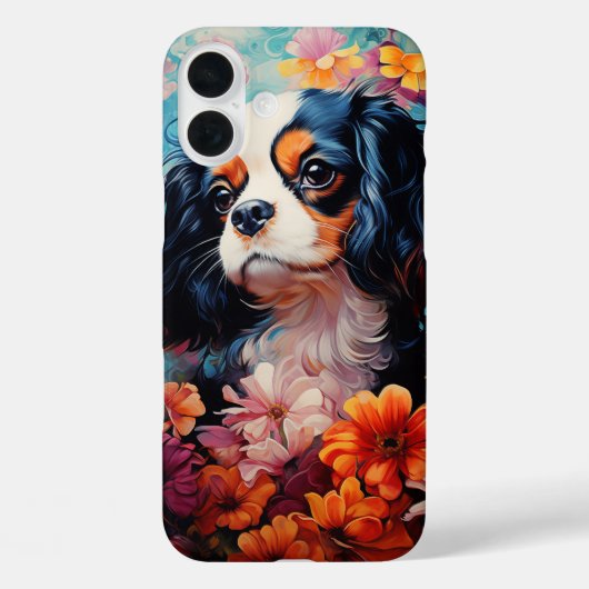 Coques Case-Mate iPhone Le roi Cavalier Charles Spaniel en fleurs (Verso)