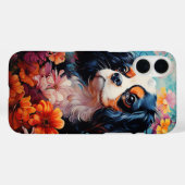 Coques Case-Mate iPhone Le roi Cavalier Charles Spaniel en fleurs (Verso (horizontal))