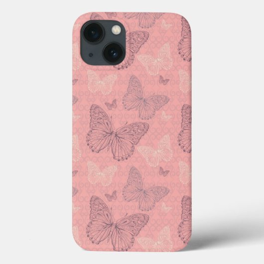 Coques Case-Mate iPhone Le rose de papillon (Verso)