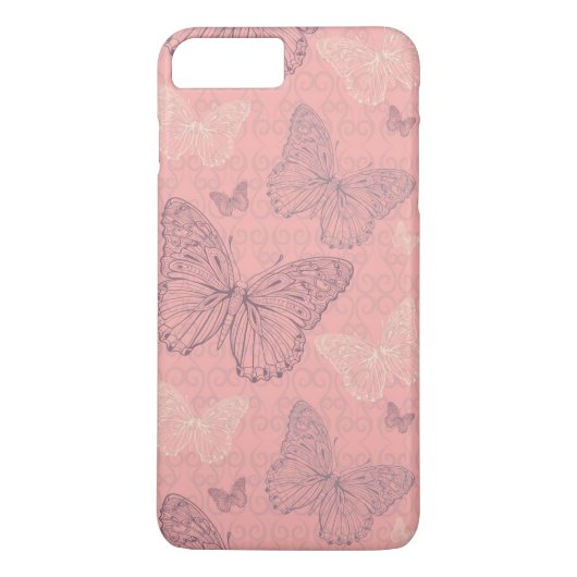 Coques Case-Mate iPhone Le rose de papillon (Dos)