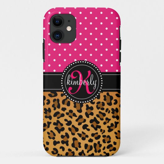 Coques Case-Mate iPhone Le rose élégant d'empreinte de léopard pointille (Dos)