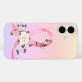 Coques Case-Mate iPhone Le ruban rose avec lierre (Verso (horizontal))