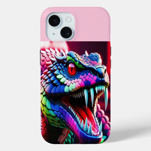Coques Case-Mate iPhone Le serpent de Cobra a des écailles vertes et roses (Verso)