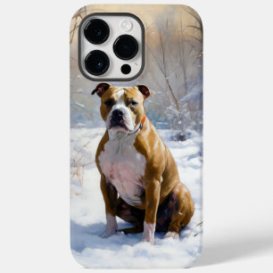 Coque Pour Pour iPhone 14 Pro Max Le Staffordshire Américain Laisser Neige Noël