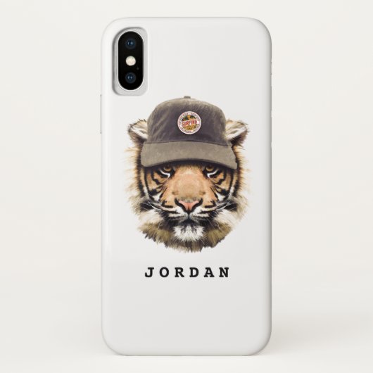 Coques Case-Mate iPhone Le tigre surfant | ajoutent votre nom (Dos)