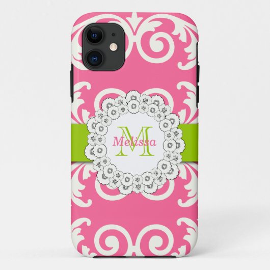 Coques Case-Mate iPhone Le vert rose tourbillonne Coque-Compagnon floral (Dos)