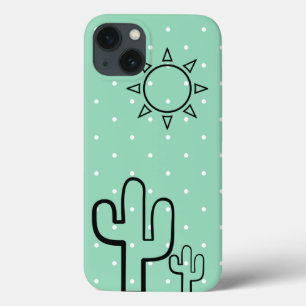 Coques Pour iPhone Le vert simple de menthe de cactus pointille le
