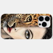 Coques Case-Mate iPhone Le visage de la fille léopard (Verso (horizontal))