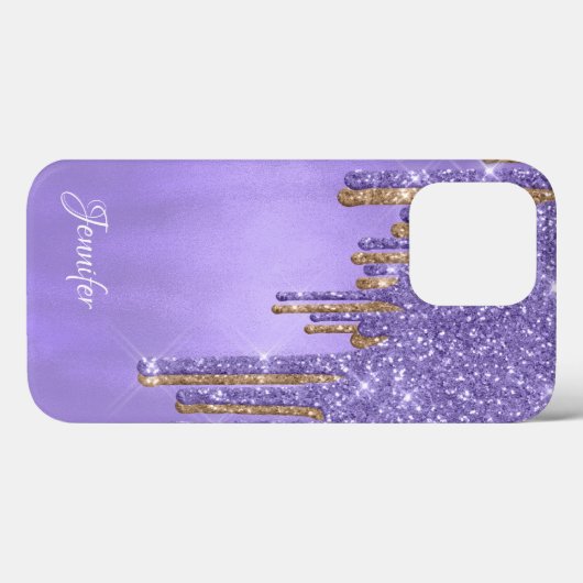 Coques Case-Mate iPhone Lecteurs de Parties scintillant violet et or (Verso (horizontal))