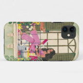 Coques Case-Mate iPhone Lecture de filles sur le balcon d'été avec chats (Dos (Horizontal))