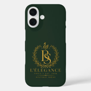 Coques iPhone 16 L'Élégance Gold Heritage Laurel Monogram Forest Gr