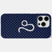 Coques Case-Mate iPhone Léo Zodiac Sign on Navy Blue Carbon Fiber Print (Verso (horizontal))