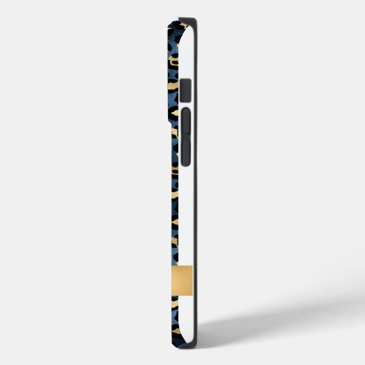 Coques Case-Mate iPhone Léopard bleu foncé et doré (Verso / Gauche)