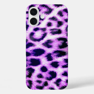 Coques iPhone 16 Plus Leopard Cheetah Imprimer Faux Fur rose