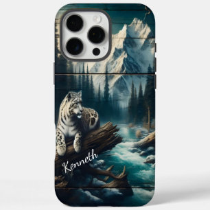 Coques iPhone 16 Pro Max Léopard Des Neiges Sous Le Feu De La Lune