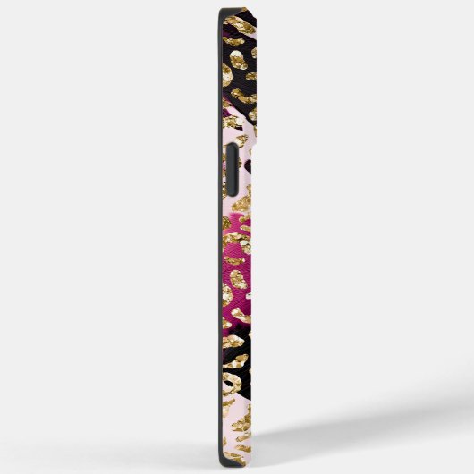 Coques Case-Mate iPhone Léopard d'or rose noire (Verso / Droite)
