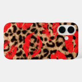 Coques Case-Mate iPhone Leopard Kiss rouge à lèvres baisers (Verso (horizontal))
