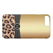 Coques Case-Mate iPhone Léopard moderne de monogramme d'or (Dos (Horizontal))