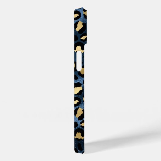 Coques Case-Mate iPhone Léopard Motif bleu or Monogramme (Verso / Droite)