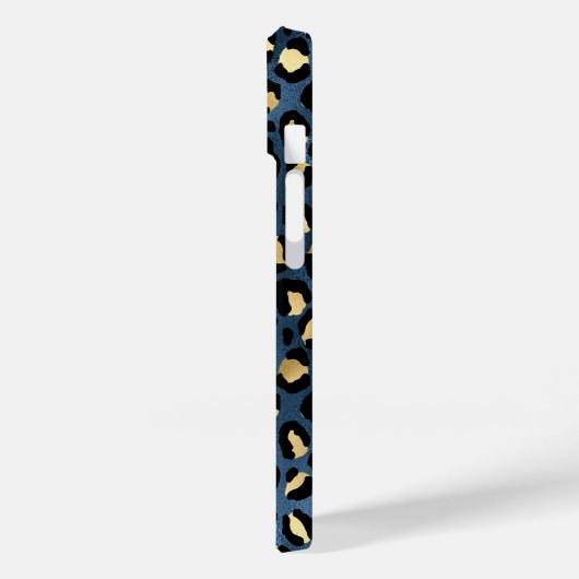 Coques Case-Mate iPhone Léopard Motif bleu or Monogramme (Verso / Gauche)