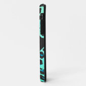 Coques Case-Mate iPhone Léopard noir et Turquoise (Dos/Gauche)