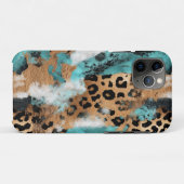Coques Case-Mate iPhone Léopard Noir Turquoise (Dos (Horizontal))