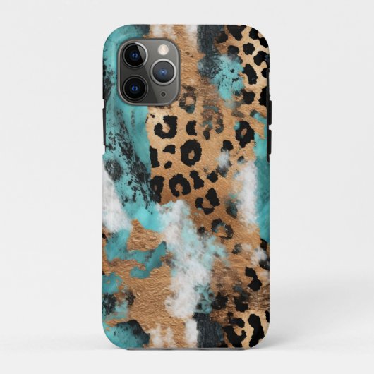 Coques Case-Mate iPhone Léopard Noir Turquoise (Dos)