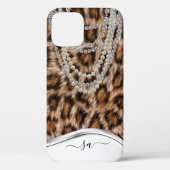 Coques Case-Mate iPhone Leopard Nom manuscrit Pearl Diamond Collier (Verso)