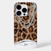Coques Case-Mate iPhone Leopard Nom manuscrit Pearl Diamond Collier (Verso)