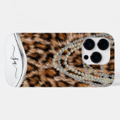 Coques Case-Mate iPhone Leopard Nom manuscrit Pearl Diamond Collier (Verso (horizontal))