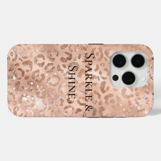 Coques Case-Mate iPhone Léopard or Rose rose pâle (Verso (horizontal))