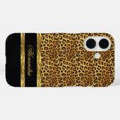 Coques Case-Mate iPhone Léopard sauvage élégant noir et or (Verso (horizontal))