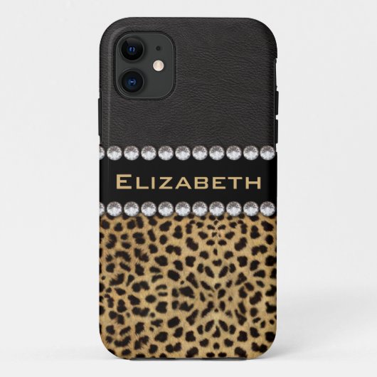 Coques Case-Mate iPhone Léopard Spot Rhinestone Diamants Monogramme PHOTO (Dos)