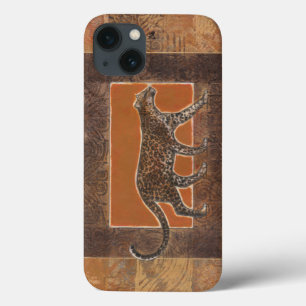 Coques Pour iPhone Léopard sur l'arrière - plan d'orange et de brun