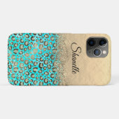 Coques Case-Mate iPhone Léopard turquoise brillant    (Dos (Horizontal))