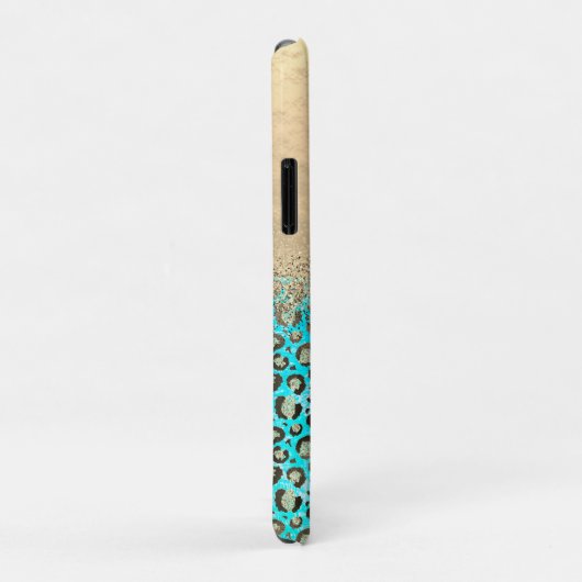 Coques Case-Mate iPhone Léopard turquoise brillant    (Dos/Droite)