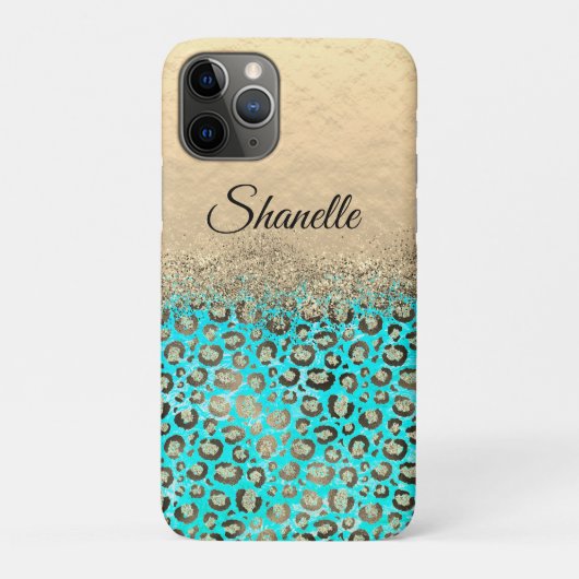 Coques Case-Mate iPhone Léopard turquoise brillant    (Dos)