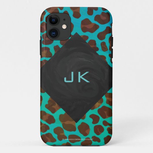 Coques Case-Mate iPhone Léopard Turquoise et Brown (Dos)