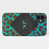 Coques Case-Mate iPhone Léopard Turquoise et Brown (Dos (Horizontal))