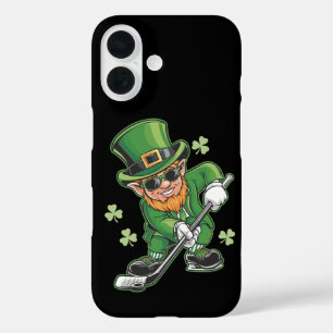 Coques iPhone 16 Leprechaun Jouer Hockey St Patrick's Day Irish