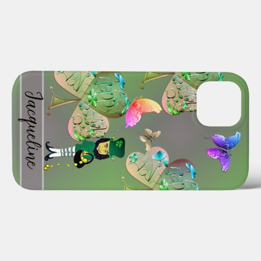 Coques Case-Mate iPhone Leprechaun & Shamrock (Verso (horizontal))