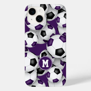Coque Pour iPhone 14 L'équipe de football noir violet colore le motif s